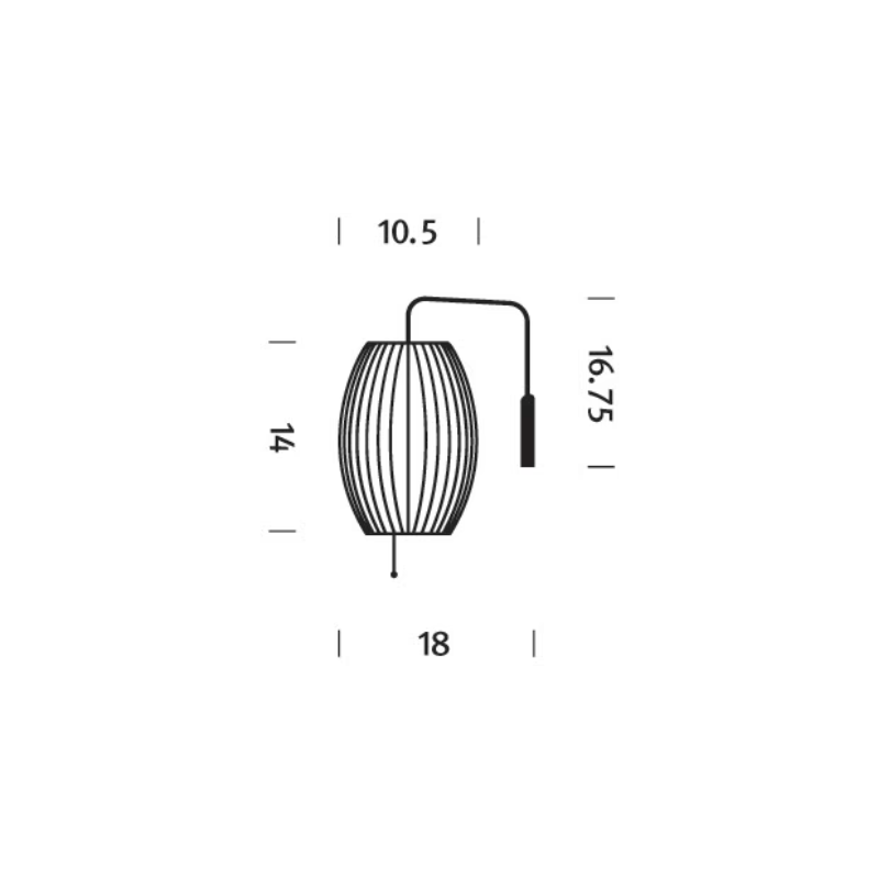 The dimensions of the Nelson Cigar Wall Sconce from Herman Miller.