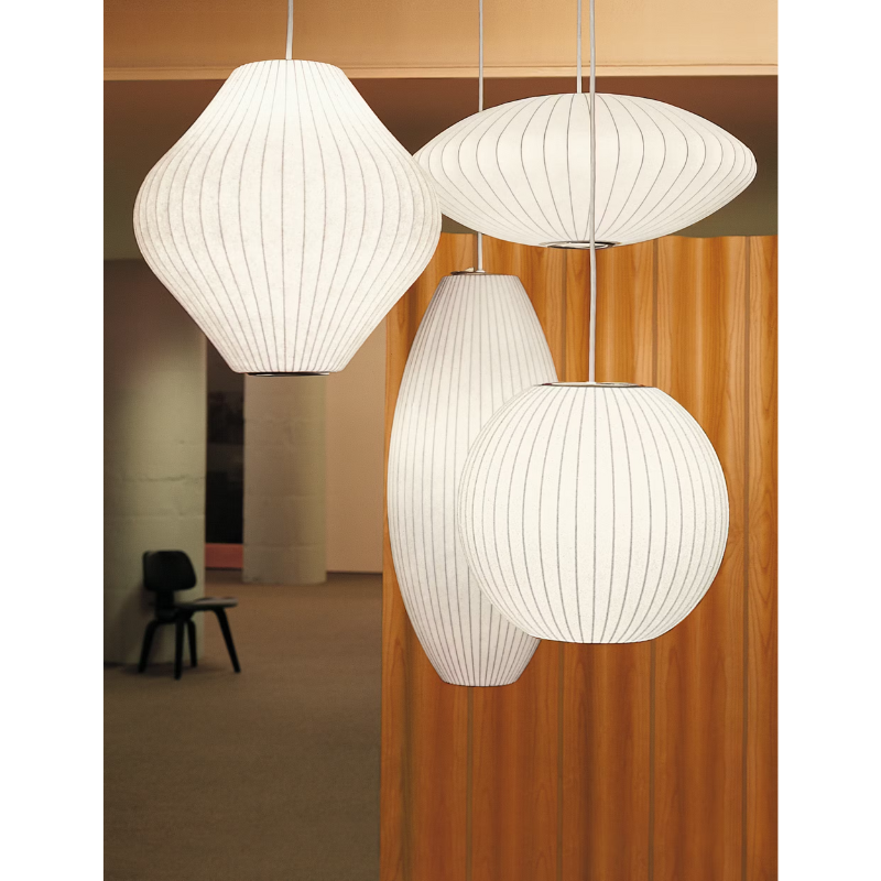 The Nelson Pear Bubble Pendant from Herman Miller in an office with the other Nelson Bubble Pendants.