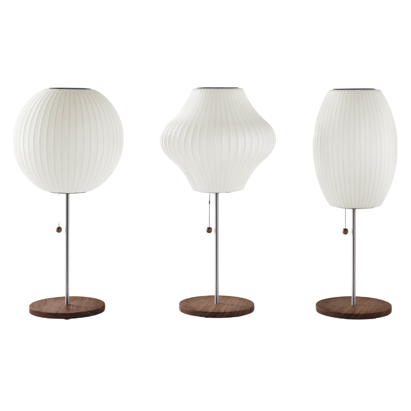 The Nelson Pear Lotus Table Lamp from Herman Miller with other Nelson Table Lamps.