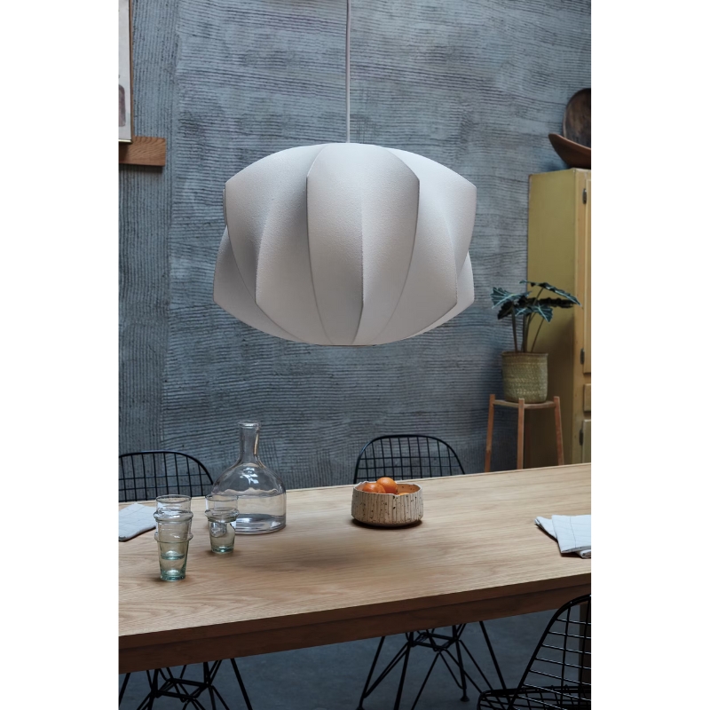 The Nelson Propeller Bubble Pendant from Herman Miller in a dining room.