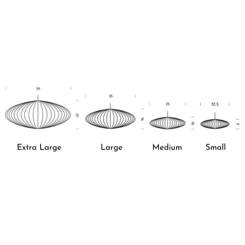 The dimensions of the Nelson Saucer Bubble Pendant from Herman Miller.