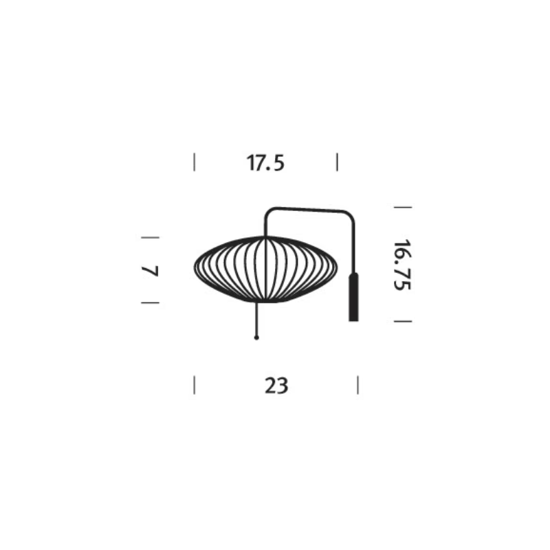The dimensions of the Nelson Saucer Wall Sconce from Herman Miller.