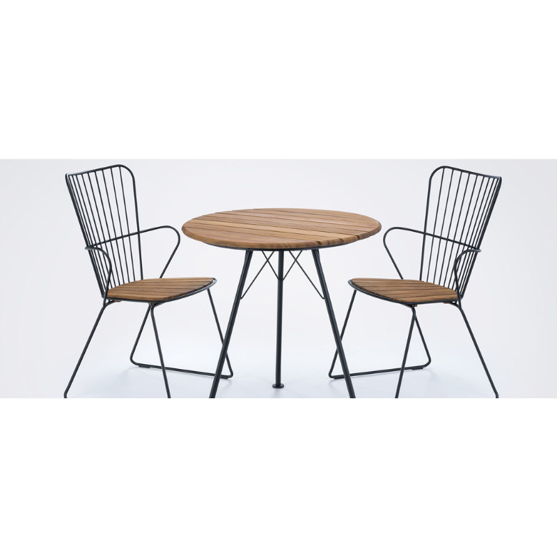 The Circum Cafe table is a minimalist masterpiece that brings together the beauty of nature and the strength of steel. The bamboo tabletop is smooth and tactile, while the black steel frame is sturdy and weather-resistant. This table is the perfect way to add a touch of sophistication to your outdoor space