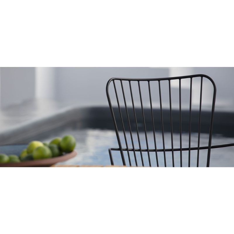 The PAON outdoor dining chair has Scandinavian influences in its design, but with a touch of French Victorian romance. The PAON chairs provides optimal seating comfort which you would not expect from a metal chair! The PAON outdoor dining chairs are also stackable, providing a safe-spacing alternative if desired.