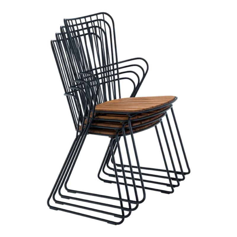 The PAON outdoor dining chair has Scandinavian influences in its design, but with a touch of French Victorian romance. The PAON chairs provides optimal seating comfort which you would not expect from a metal chair! The PAON outdoor dining chairs are also stackable, providing a safe-spacing alternative if desired.