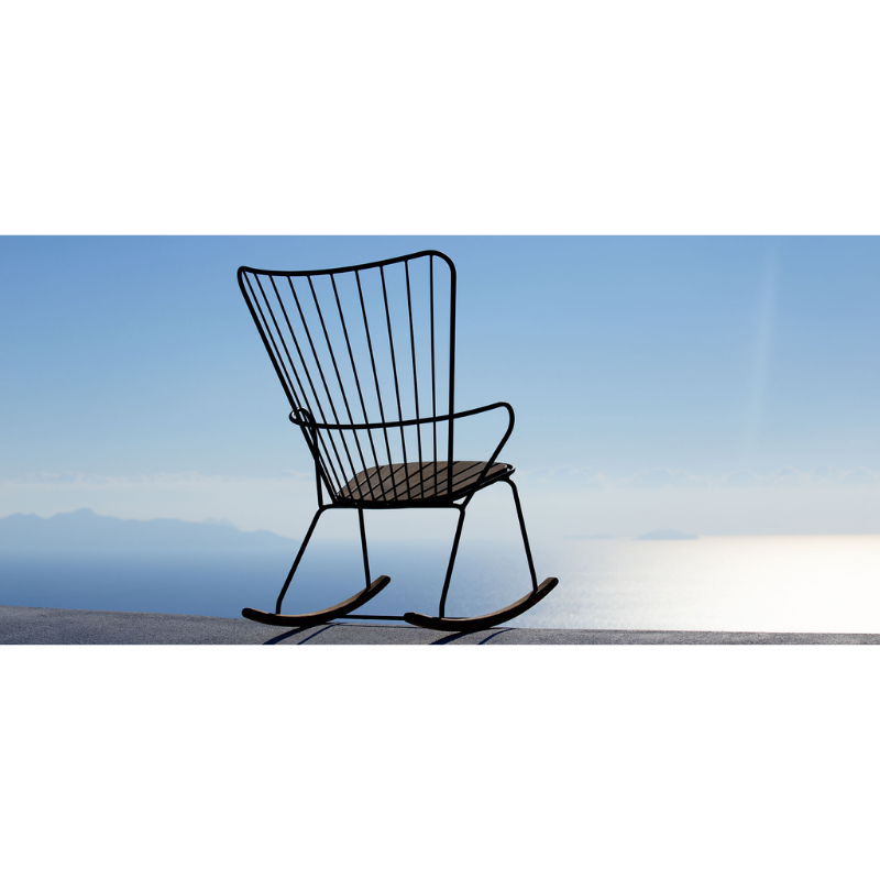 The PAON outdoor rocking chair has Scandinavian influences in its design, but with a touch of French Victorian romance. The PAON chairs provides optimal seating comfort which you would not expect from a metal chair!