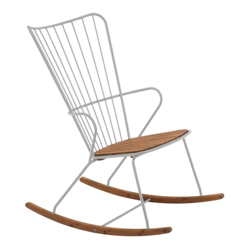 The PAON outdoor rocking chair has Scandinavian influences in its design, but with a touch of French Victorian romance. The PAON chairs provides optimal seating comfort which you would not expect from a metal chair!