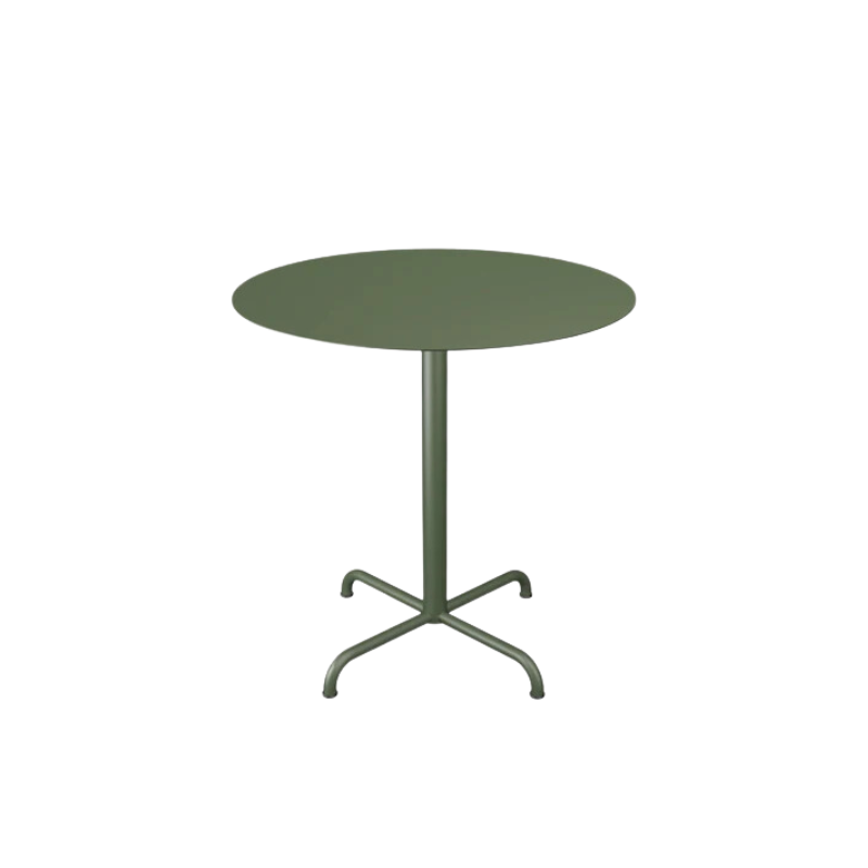 PICO is a collection of café tables ideal for various settings, whether indoors or outdoors, in private or public spaces. Olive Green, large.