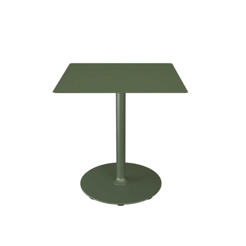 PICO is a collection of café tables ideal for various settings, whether indoors or outdoors, in private or public spaces. Shown in Olive Green