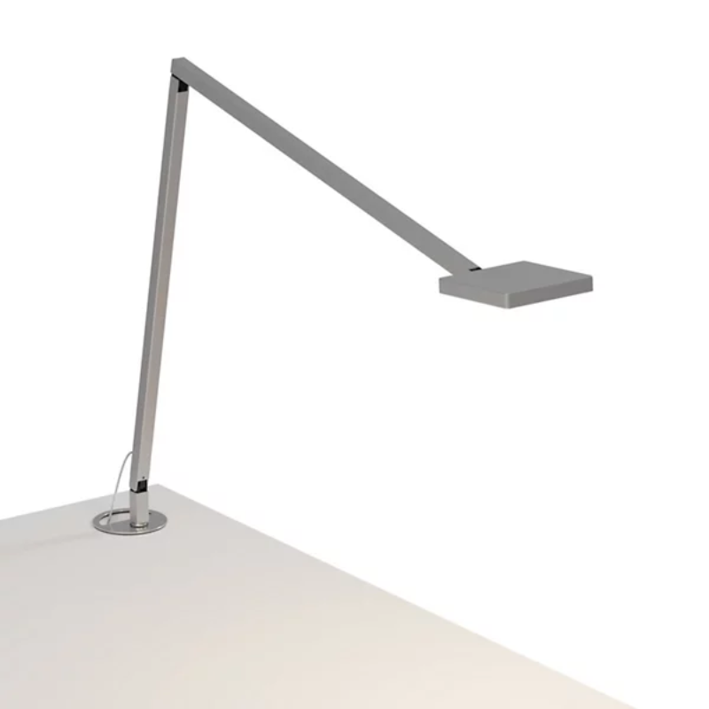 The Focaccia Desk Lamp from Koncept with the grommet mount in silver.