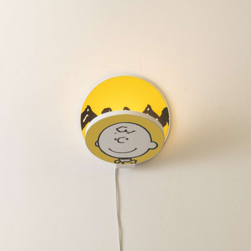 The Peanuts Edition Gravy Wall Sconce from Koncept in the Charlie Brown style from the front.