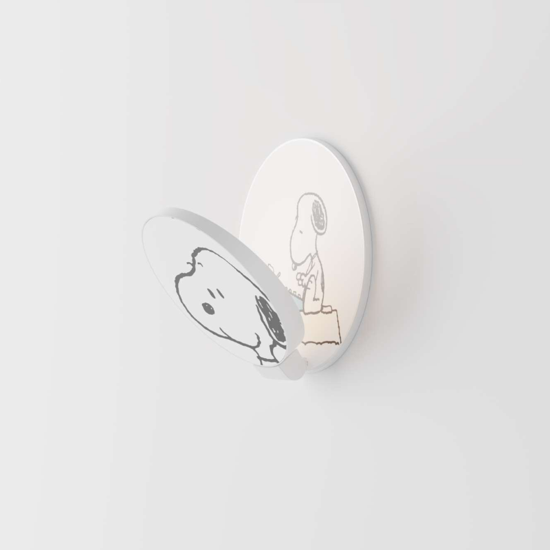 The Peanuts Edition Gravy Wall Sconce from Koncept in the Snoopy style from the side.