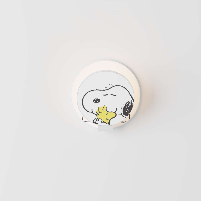 The Peanuts Edition Gravy Wall Sconce from Koncept in the Snoopy and Woodstock style from the front.