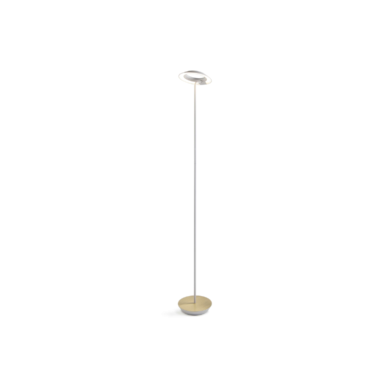 The Royyo Floor Lamp from Koncept with the matte white body and brushed brass base.