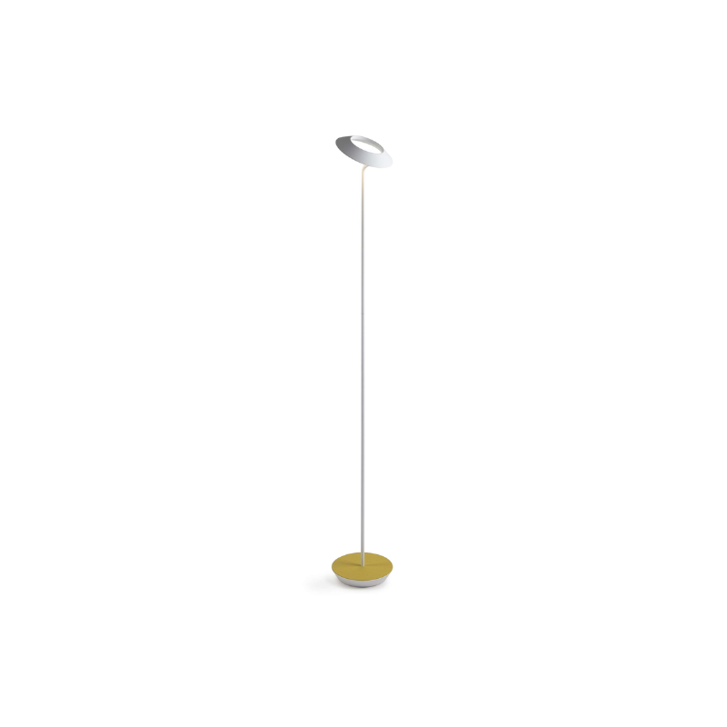 The Royyo Floor Lamp from Koncept with the matte white body and honeydew felt base.