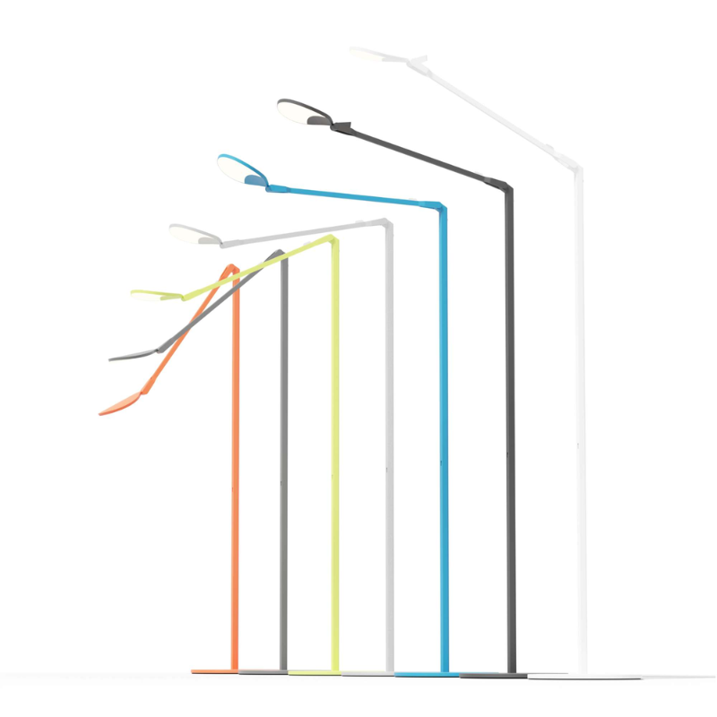 The Splitty Floor Lamp from Koncept in a photograph showing the seven color options side by side.