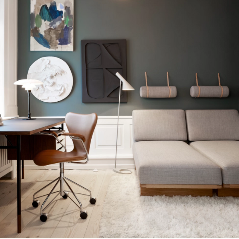 The AJ Floor from Louis Poulsen within a home office.