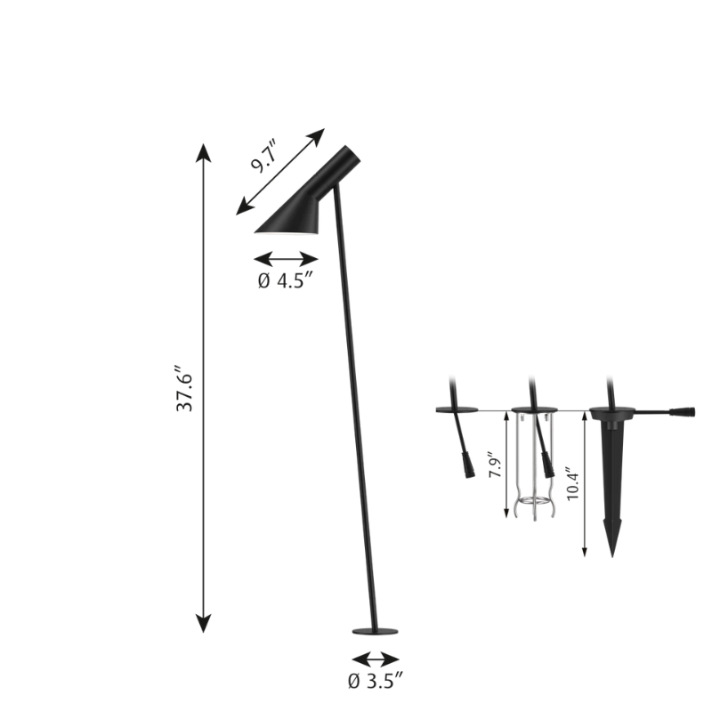 The AJ Garden Bollard from Louis Poulsen long dimensions.