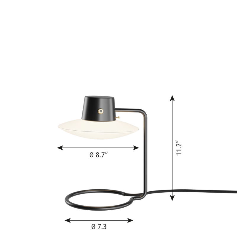 The low AJ Oxford Table Lamp from Louis Poulsen dimensions. all-groups