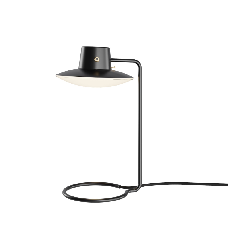 The tall AJ Oxford Table Lamp from Louis Poulsen in black metal and opal.