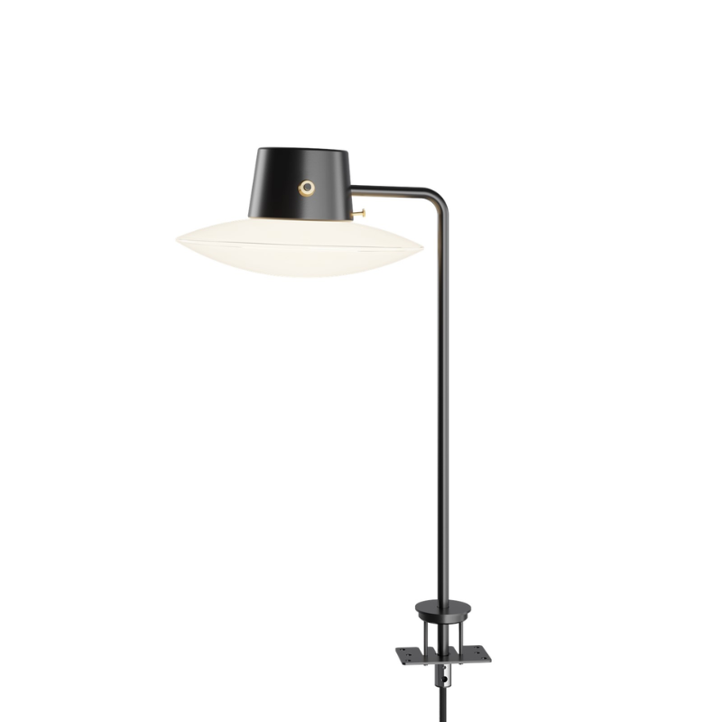The tall AJ Oxford Table Lamp from Louis Poulsen in opal with the pin mount versus standard base.