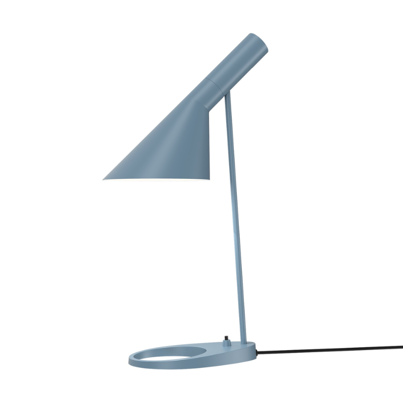 The AJ Table Lamp from Louis Poulsen in dusty blue.