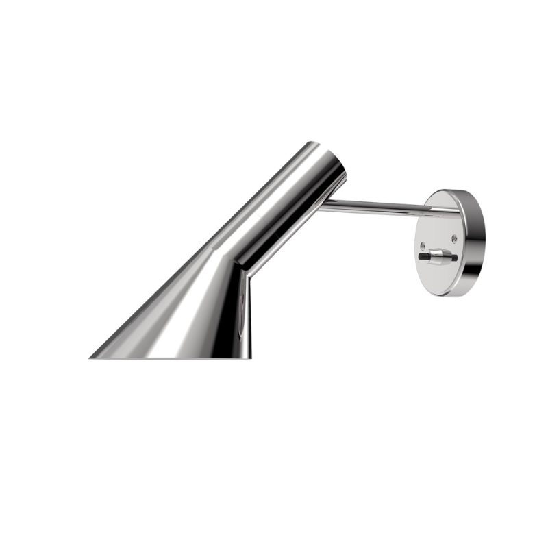The AJ Wall from Louis Poulsen with switch in stainless steel.