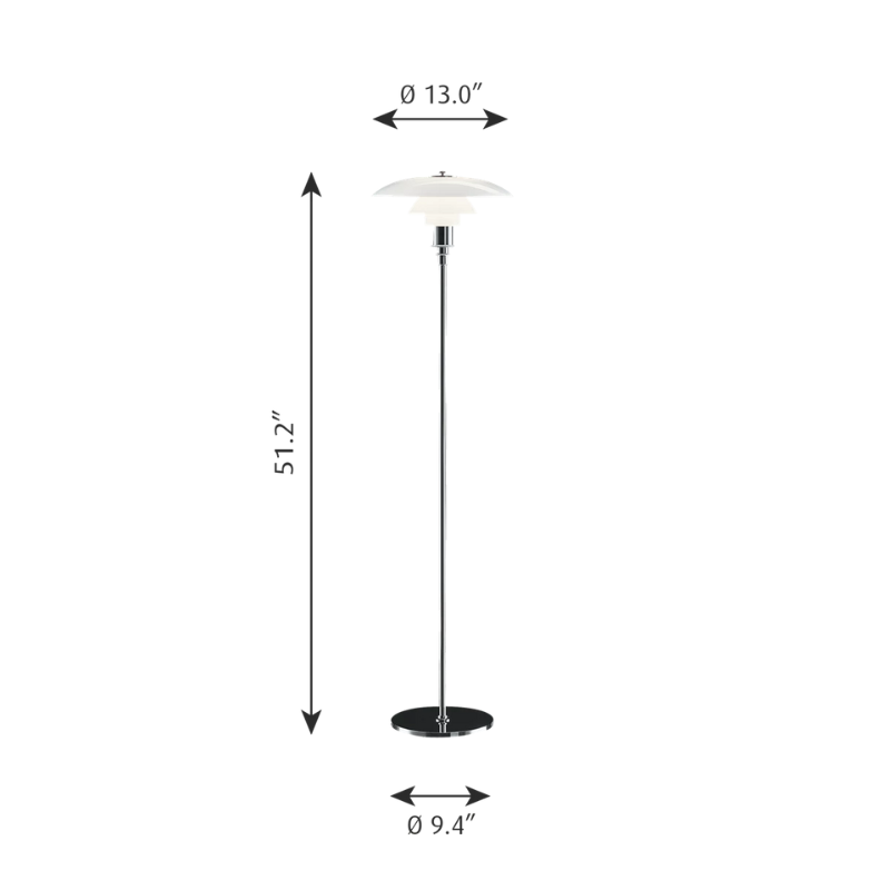The PH 3½-2½ Floor from Louis Poulsen dimensions.