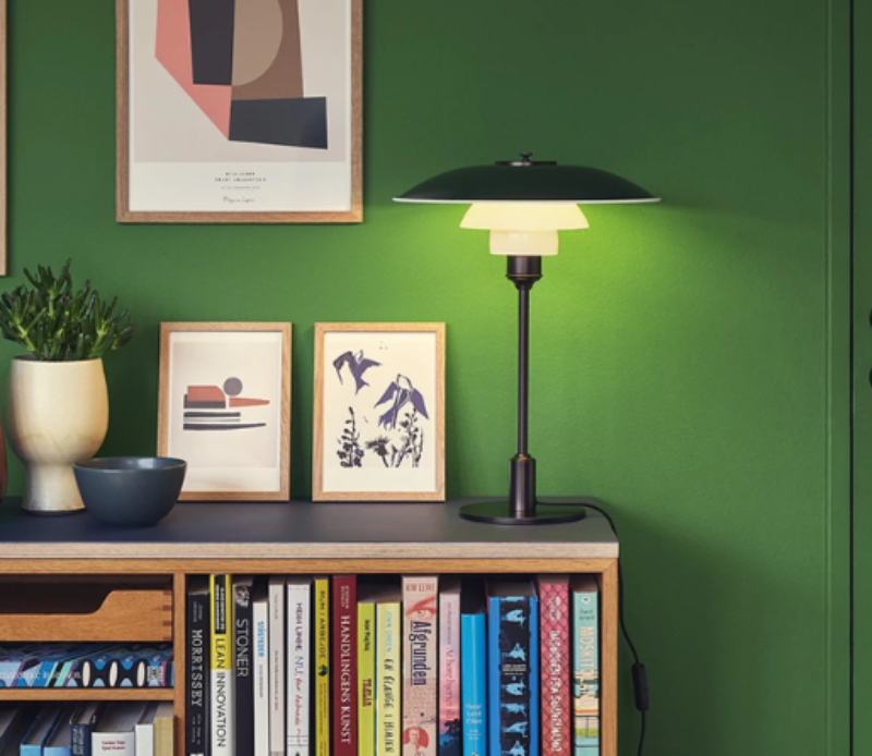 The PH 3½-2½ Table Lamp from Louis Poulsen in a home office,