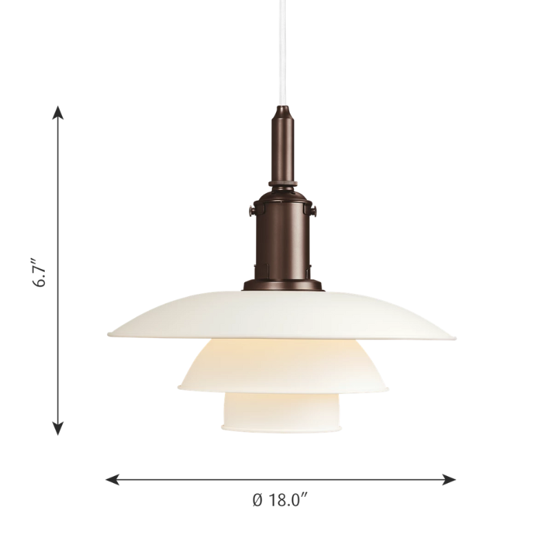 The PH 3½-3 Pendant Light from Louis Poulsen dimensions.