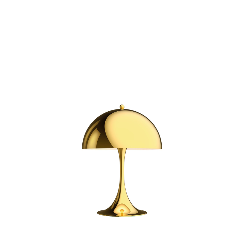 The Panthella 250 Table Lamp from Louis Poulsen in brass metallised.