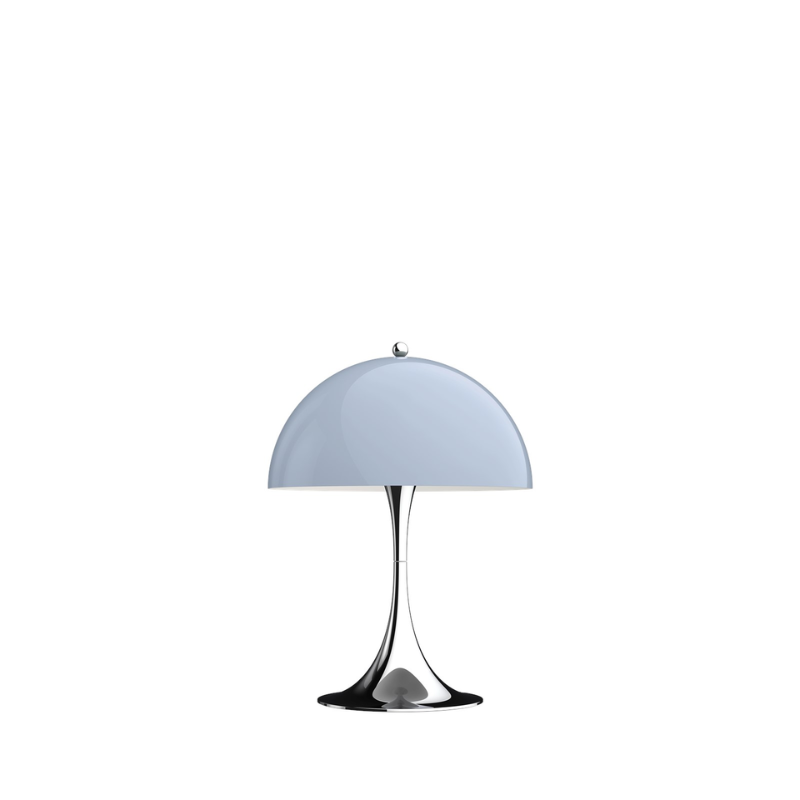 The Panthella 250 Table Lamp from Louis Poulsen in grey opal acrylic.
