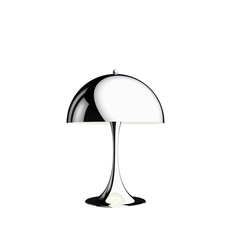 The Panthella 320 Table Lamp from Louis Poulsen in chrome.