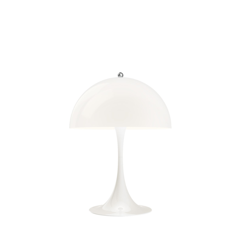 The Panthella 320 Table Lamp from Louis Poulsen in white opal.