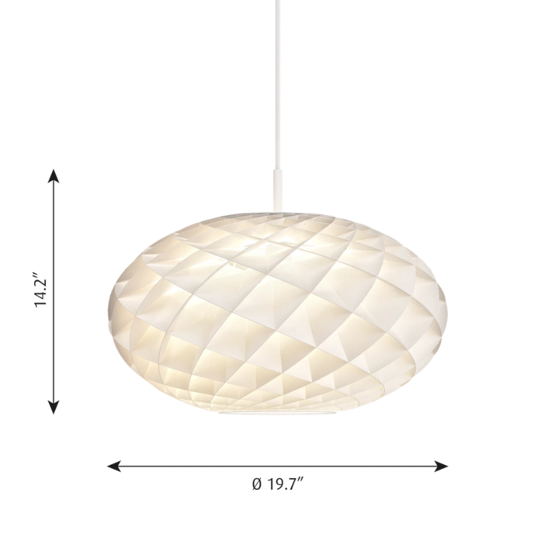 The Patera Oval from Louis Poulsen dimensions.