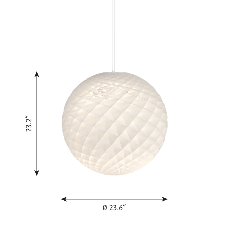 The Patera Pendant from Louis Poulsen, size medium dimensions.