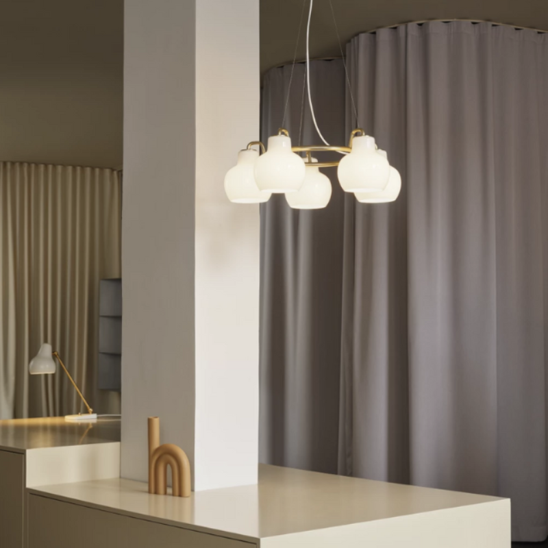 The VL Ring Crown from Louis Poulsen in a kitchen.