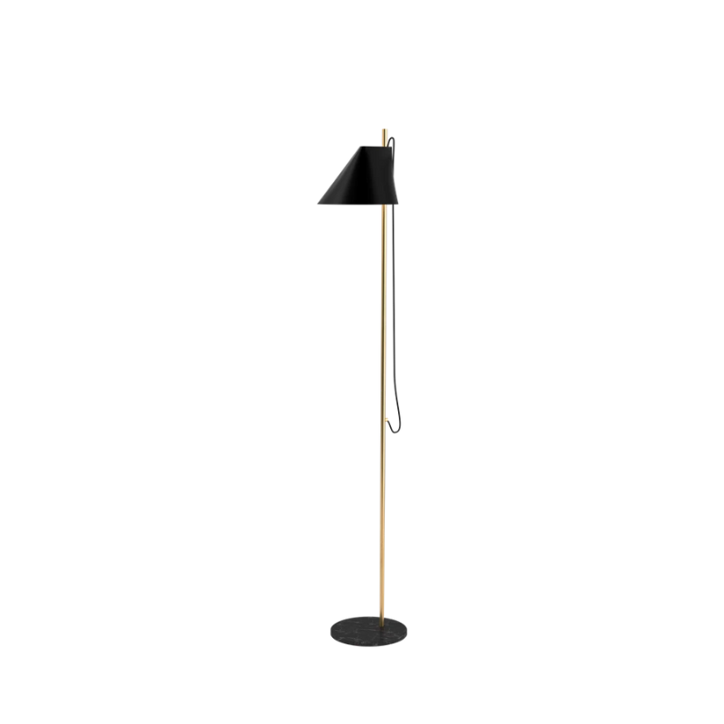 The Yuh Floor from Louis Poulsen in black and brass with marble base.