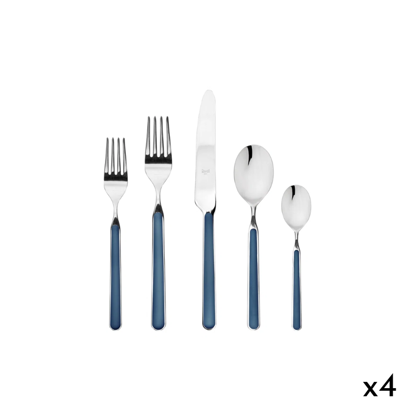 The Fantasia 20 Piece Cutlery Set from Mepra (4 of each per set) in blue.