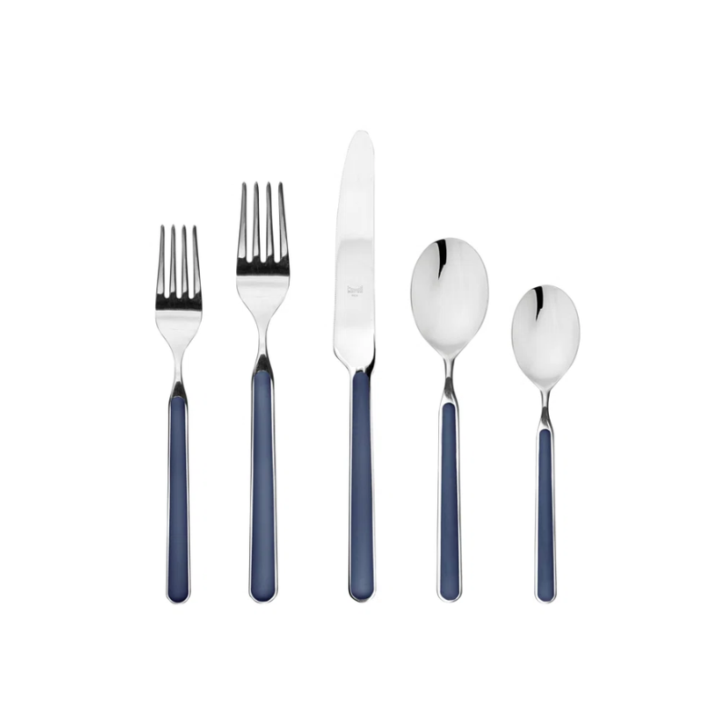 The Fantasia 20 Piece Cutlery Set from Mepra (4 of each per set) in cobalt.