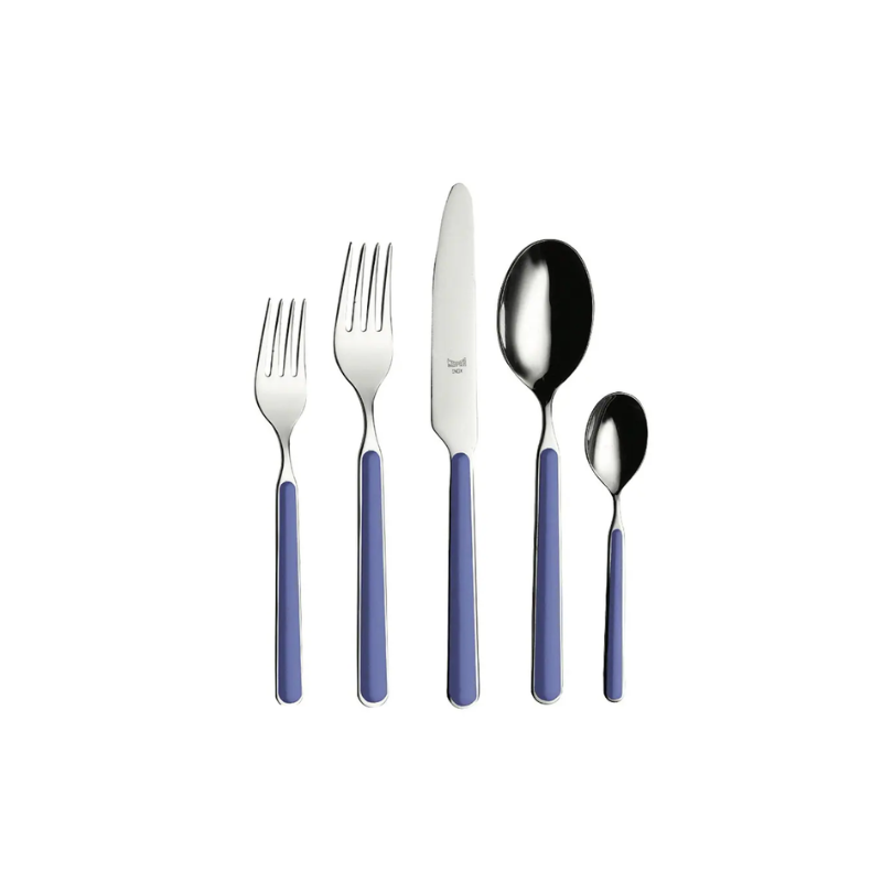 The Fantasia 5 Piece Cutlery Set from Mepra in sugar paper.