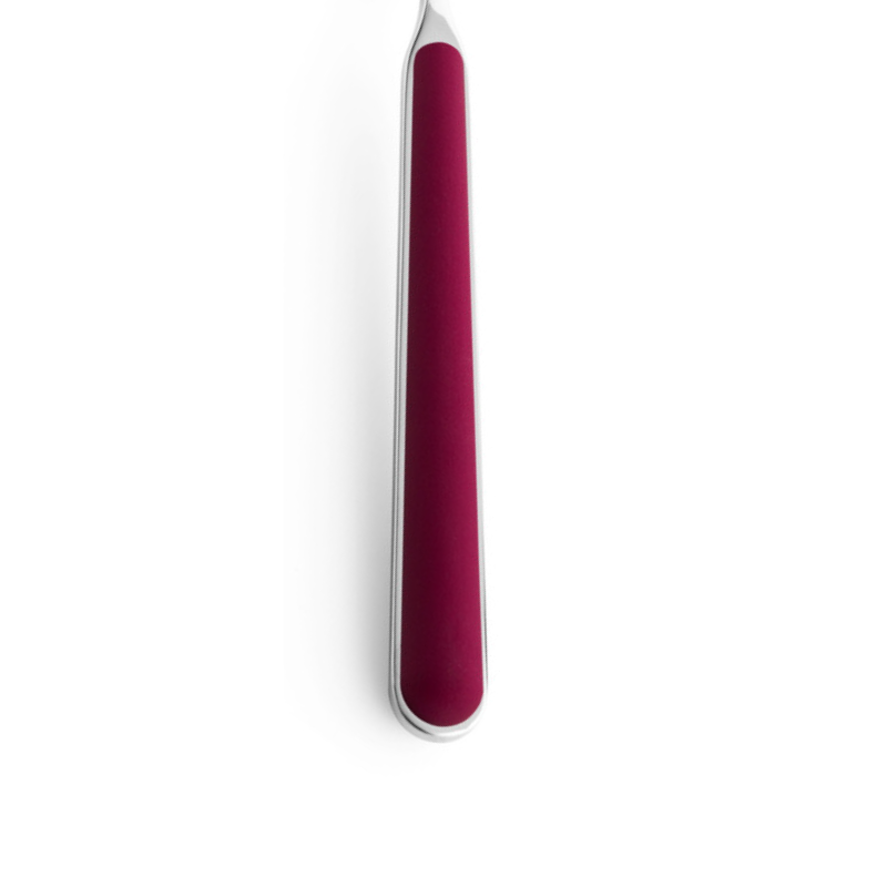The handle color of the flatware pieces in the Fantasia 74 Piece Cutlery Set from Mepra in light mauve.