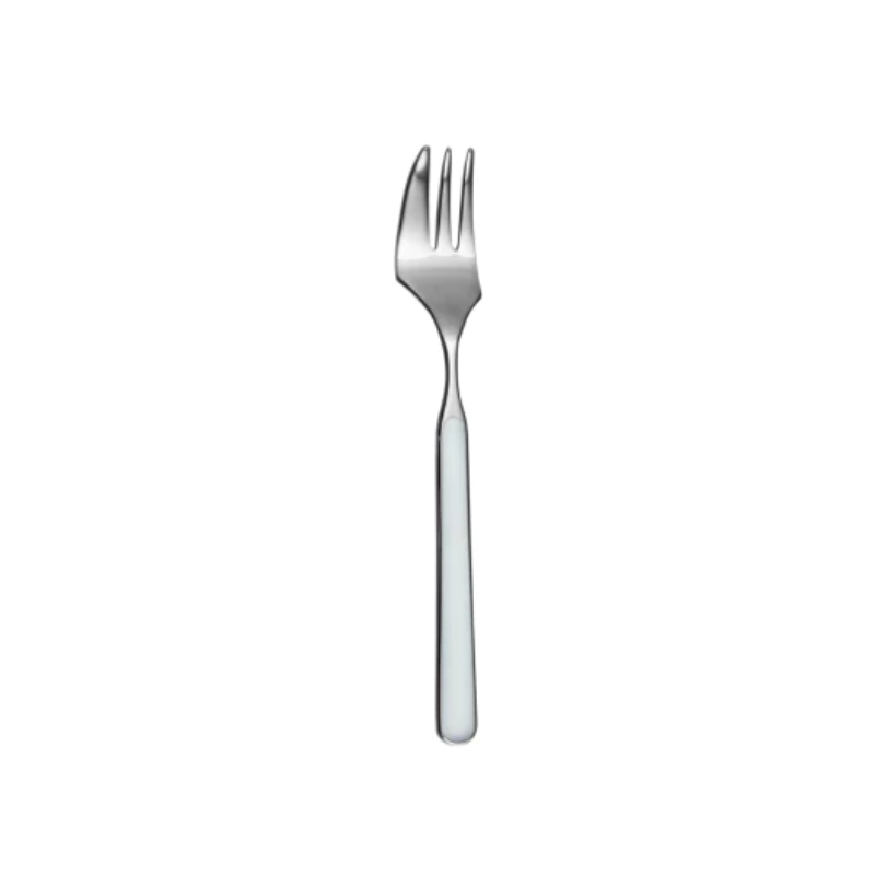 The Fantasia Cake Fork from Mepra in light blue.