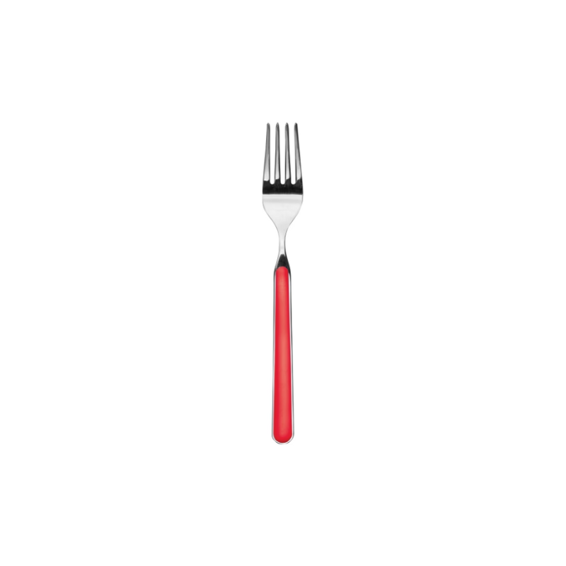 The Fantasia Dessert Fork from Mepra in red.