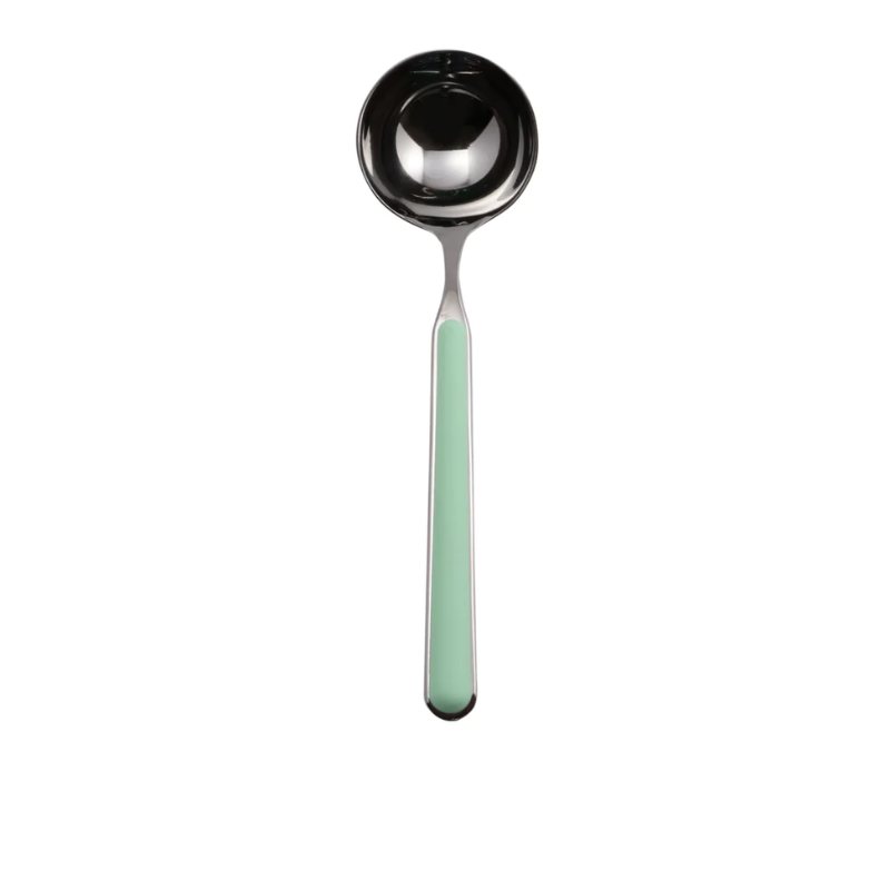 The Fantasia Gravy Boat Ladle from Mepra in green olive.