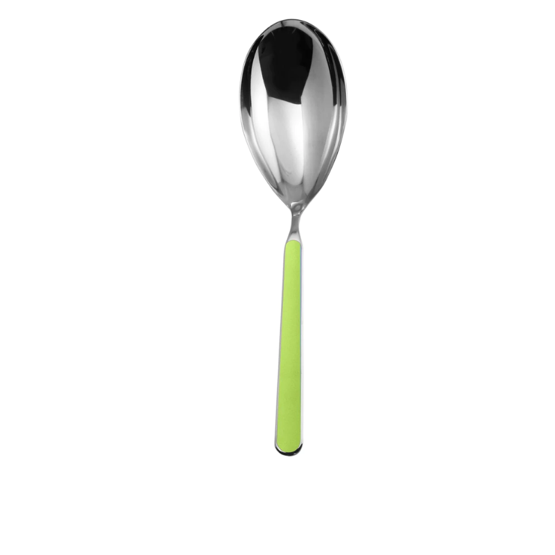 The Fantasia Risotto Spoon from Mepra in acid green. This serveware also serves as a large serving spoon.