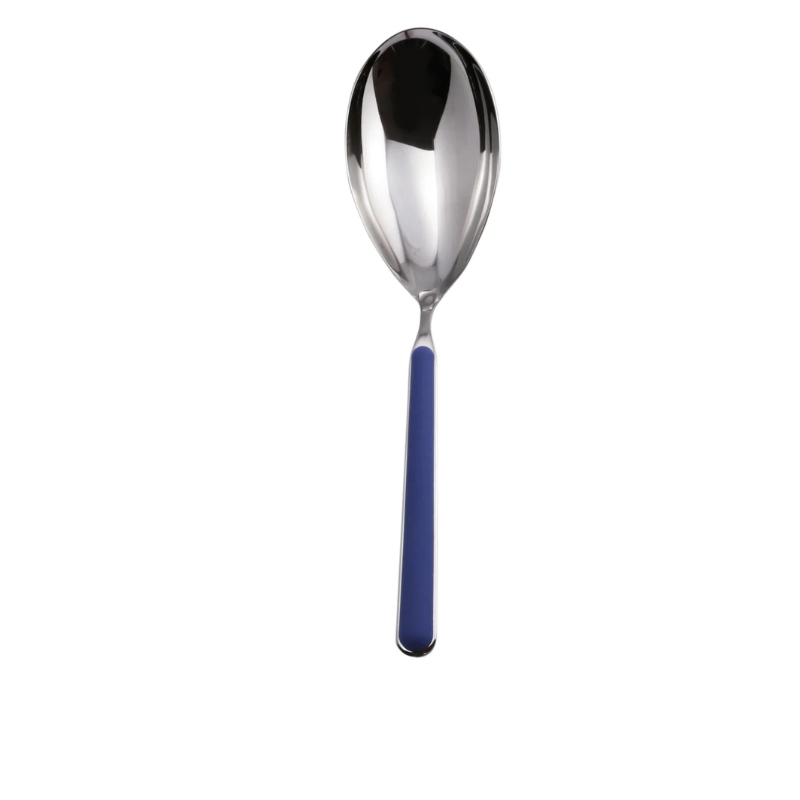 The Fantasia Risotto Spoon from Mepra in blue. This serveware also serves as a large serving spoon.