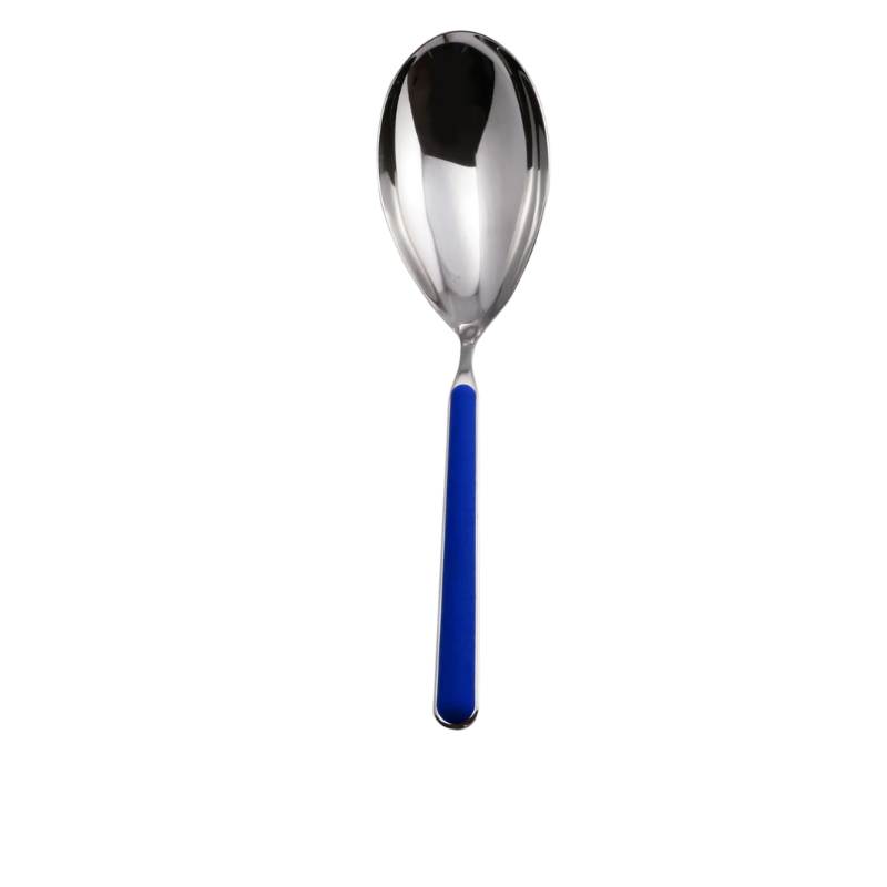 The Fantasia Risotto Spoon from Mepra in electric blue. This serveware also serves as a large serving spoon.