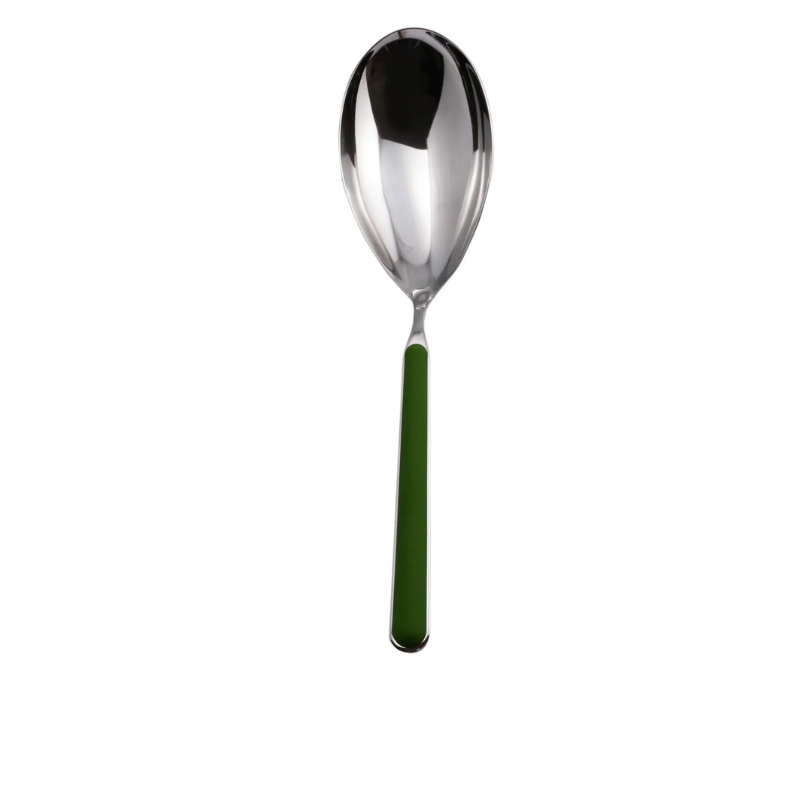 The Fantasia Risotto Spoon from Mepra in green. This serveware also serves as a large serving spoon.
