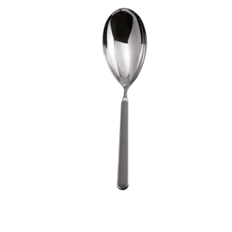 The Fantasia Risotto Spoon from Mepra in grey. This serveware also serves as a large serving spoon.